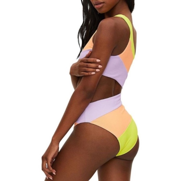 New! Beach Riot Joyce swimsuit purple colorblock 24485 - Picture 2 of 12
